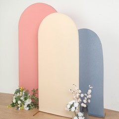 6FT Beige Spandex Wedding Arch Cover Round Top No Import Fees