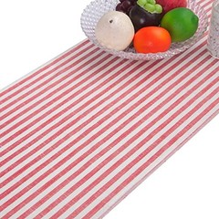 Red Striped Table Runner Cotton Linen Runners for Table Wedding 13″x54″ #1-red