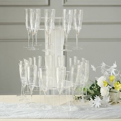 21″ Clear 3-Tier Round Acrylic Champagne Glass Flute Holder DISPLAY STAND Party