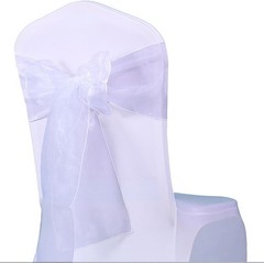 50 Wedding Organza Champagne Chair Sashes Bows 7×108 inches Sheer Chiffon