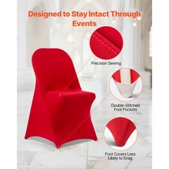 Uimoso 50PCS Red Stretch Spandex Chair Covers for Weddings, Parties, and Dining