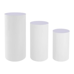 3pcs Pedestal Stand White Pedestal Display Stand Cylinder Pedestal Stand Set