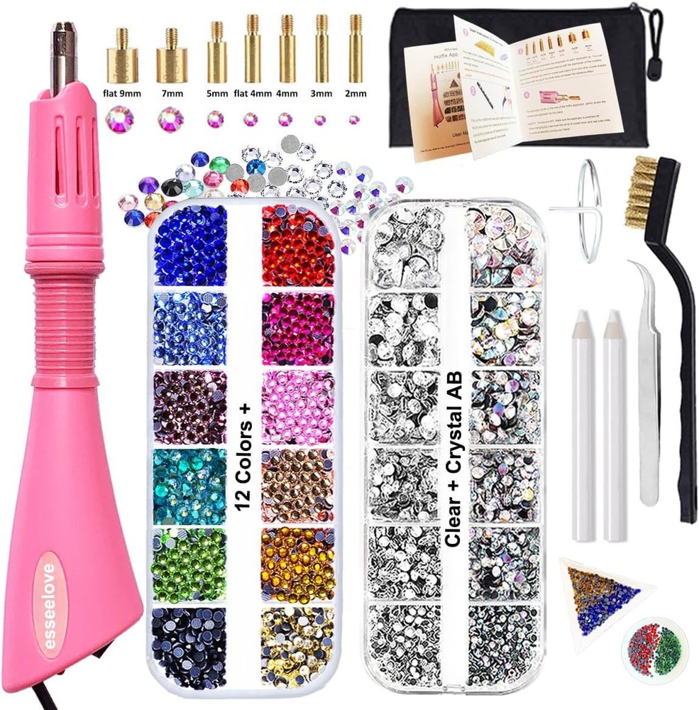 esseelove Hotfix Applicator, DIY Hot Fix Rhinestone Setter, B, Multicolor