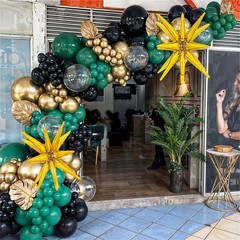 Dark Green and Black Balloon Arch Kit with Explosion Star Balloons, 123pcs Em…