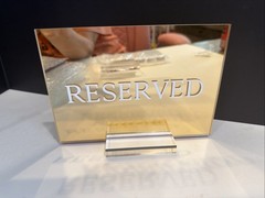 Acrylic/Glass Reserved Table Signs With Stand Lot Of 6 7×5 Gold