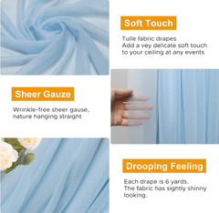 28.7″x 20FT Chiffon Wedding Arch Draping Fabric Curtain Panel Backdrop Baby Blue