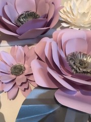 9 White Lilac Grey Accent Giant 3D Paper Flower Set