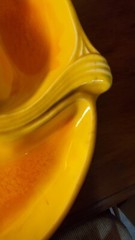Decor Vintage Chip Trays No Dip Bowl Unmarked Pottery Glazed Yellow Orange