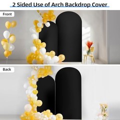 Wedding Arch Backdrop Cover, Set of 2 (7.2ft, 6ft), 2 Sided 7.2 ft, 6 ft Black