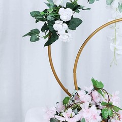 2 GOLD Metal HOOPS Round Standing Wreath Rings Set Party Wedding Decorations