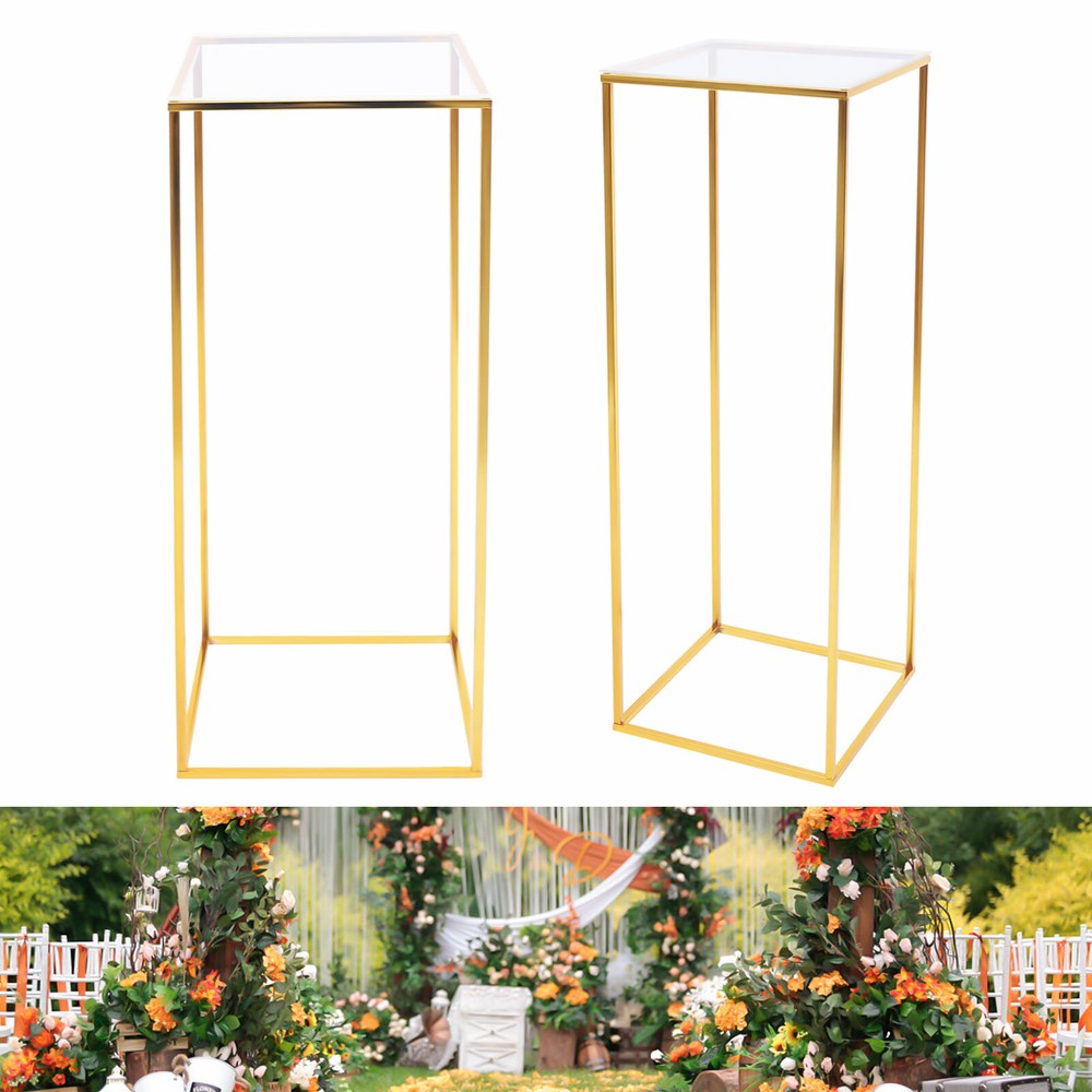 11*11*31in Modern Gold Rectangular Iron Flower Display Rack With Acrylic Plate