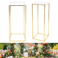 11*11*31in Modern Gold Rectangular Iron Flower Display Rack With Acrylic Plate