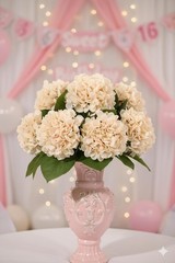 Larksilk 18″ Pink Blush Hydrangea Stem with 7″ Bloom ? Artificial Silk Flower…