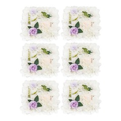 6Pcs White Purple Artificial Flower Wall Panels 3D Floral Backdrop Decoration