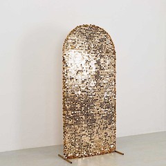 6 ft GOLD Big Payette Sequin Fitted Round Top Wedding Arch STAND COVER Party