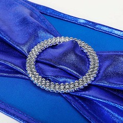 10 Royal Blue Metallic Spandex Chair Sashes Silver Buckles Wedding Decorations