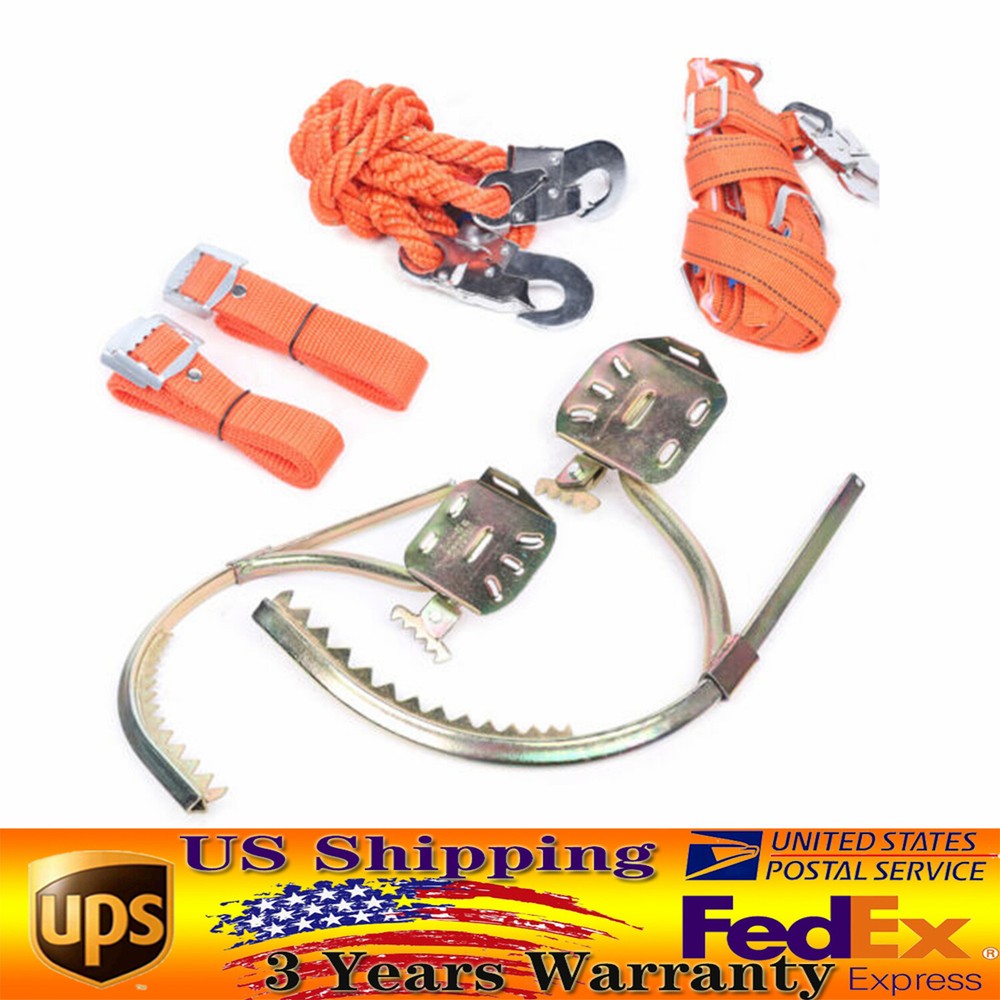 Adjustable Tree Climbing Spikes Set w/ Safety Belt & Non-Slip Iron Foot Buckles