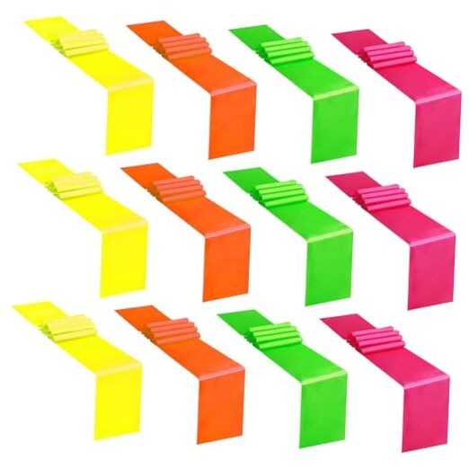 12 Pcs Neon Glow Bright Color Satin Silk Table Runners, Neon A-Bright Color