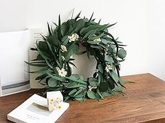 16 inch Preserved Eucalyptus Wreath – Medium-Sized Natural Handcrafted