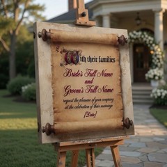 Medieval Wedding Welcome Sign, Renaissance Fair Scroll Sign, Fantasy Fairytale