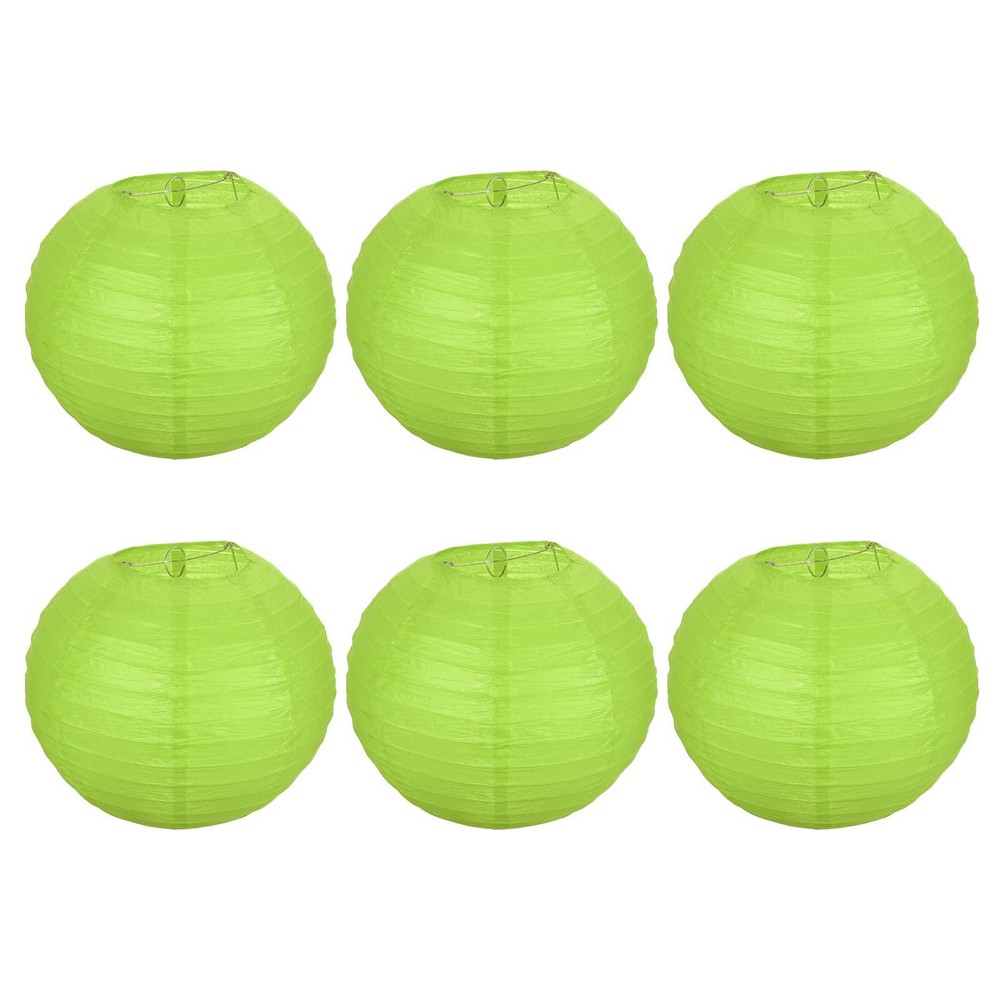 6pcs 10 Inch Folding Hanging Paper Lanterns Medium Lampshade Green