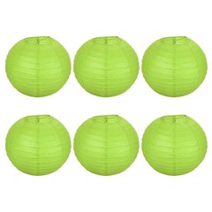 6pcs 10 Inch Folding Hanging Paper Lanterns Medium Lampshade Green