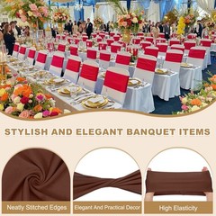 25 Pcs Spandex Chair Sashes Bows with Slider Buckle Dark Coffee