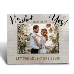 He Asked, She Said Yes Wedding Picture Frame 5×7 – Engagement Gifts for Coupl…