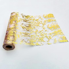 100ft Metallic Mesh Sheer Table Runner Roll – Extra Long Table 1pc（100 ft） Gold