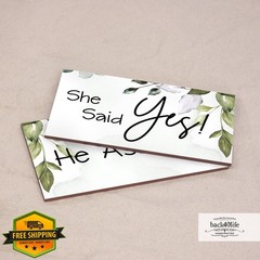 Back40Life Wedding Photo Prop: “He Asked and She Said YES” Wooden Sign