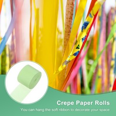6-Rolls 492ft Crepe Paper Streamer for DIY [Cream Green-1.8 Inch x 82 Ft/Roll]