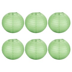 6pcs 10 Inch Folding Hanging Paper Lanterns Medium Lampshade Grass Green