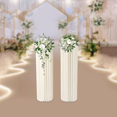 2Pcs 39.4in Milky White Cardboard Vase Stands Wedding Party Decor