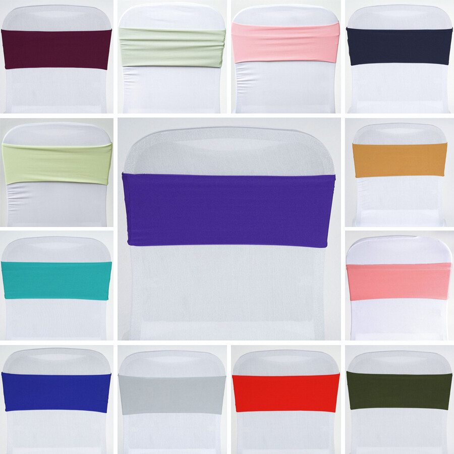 Spandex CHAIR SASHES Bows Ties Wedding Reception Decorations Dinner Wholesale