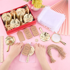 36 Mini Rose Compact Mirrors with Gift Bags & Tags for Quinceanera Favors