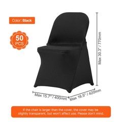 VEVOR 50PCS Black Stretch Spandex Folding Chair Covers for Wedding Party Dining