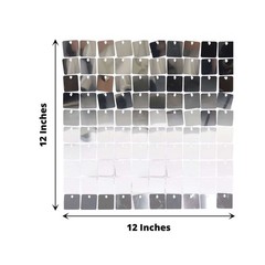 SILVER 10 Panels 12″ x 12″ Square Sequin WALL BACKDROP Party Events Decorations