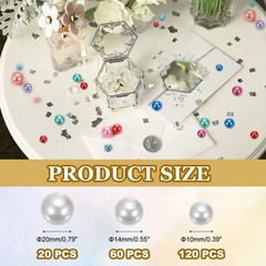 200 Pcs Pearl Bead for Vase Filler, 20/14/10mm Floating Beads(White)