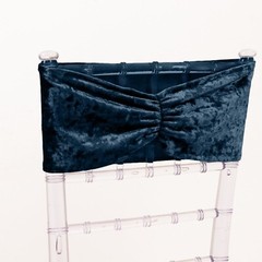 NAVY BLUE 5 Velvet Ruffled STRETCHABLE CHAIR SASHES Wedding Party Decorations