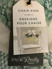 Style Me Pretty Wedding Decor Chair Sign Set Mr Mrs Gold Script NWT