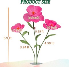 Giant Artificial Flower Poppy 69in; Wedding Decor; Photo Prop; Metal Base