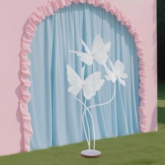 Wedding Artificial Butterfly Decorations Giant 3-head 53.15 inch White with Base