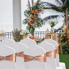 Pack of 50 Spandex Rose Gold Chair Sashes for Wedding Pink Gold Chair Bows Sashe