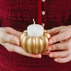 Gold Pumpkin Tealight/Candlestick Holder Wedding Reception Decor Favors 6
