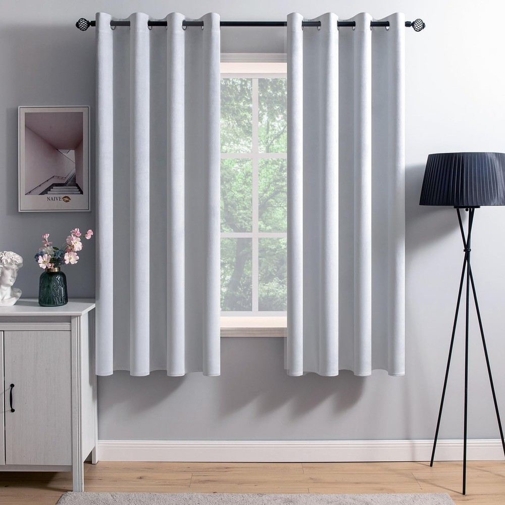 MIULEE 2 Pieces Greyish White Velvet Curtains Exquisite & Elegant Grommet The…