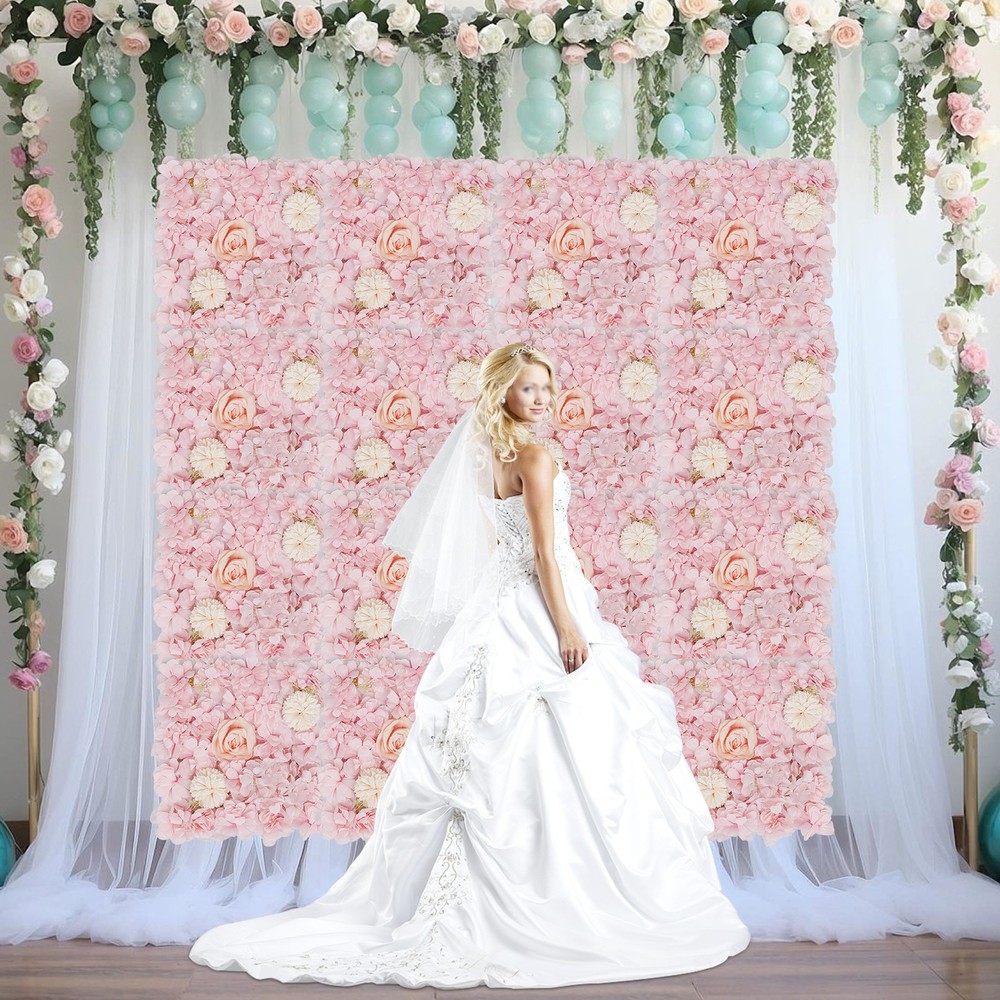 Artificial Flower Wall Panels, Artificial Flower Wall Backdrop, 16PCS Panels