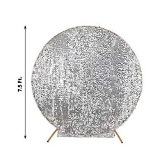 7.5 ft SILVER Sparkly Big Payette Sequin Backdrop STAND COVER Party Decorations