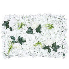 6 PCS Artificial Flower Wall Panel White Hydrangea Rose Wedding Backdrop Decor