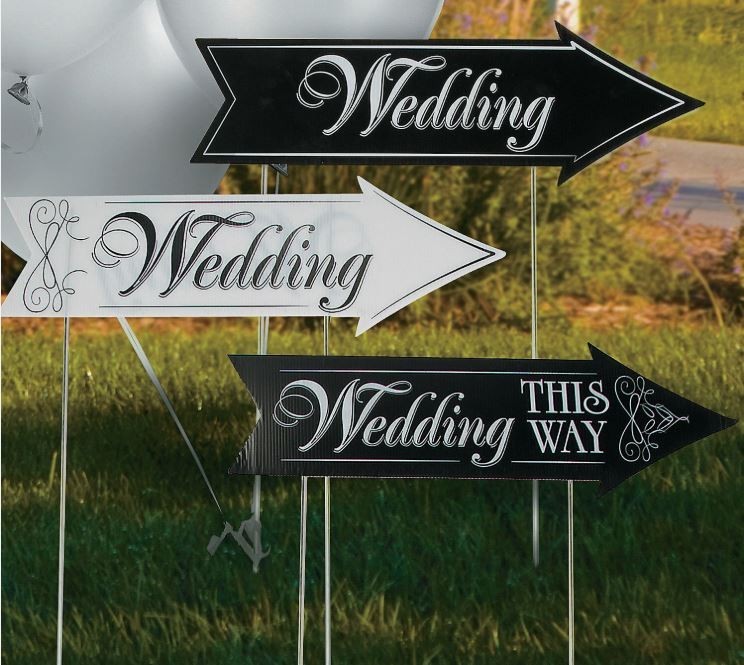 New ORIENTAL TRADING Co. WEDDING Street ROAD SIGN KIT 3pc 22″ SIGNS w/Stands