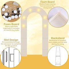White Arch Backdrop Stand with Lights, Balloon Arch Frame Party Decoration |